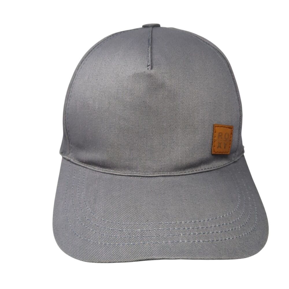 Roxy Leather Patch Strapback Hat Gray One Size Ad… - image 1